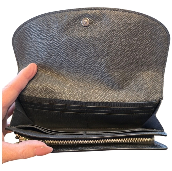 Coach Metallic Gold Black Leather Slim Long Multi-Compartment Wallet - Picture 9 of 13